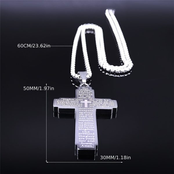 1pc Cross Pendant Stainless Steel Necklace, Men's Retro Jewelry, father's day gift - Image 4