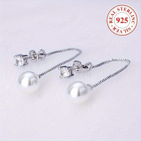 Sterling 925 Silver Freshwater Pearl Dangle Earrings - Drop & Dangle Earrings with Hypoallergenic, Elegant Luxury Style, Daily Casual Wear, and Decorative Pearl Accents for Sensitive Skin - Image 7