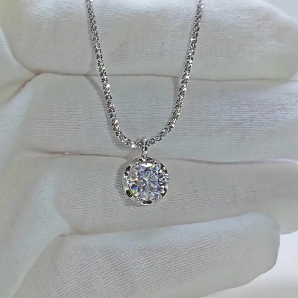 1 Carat D Color Moissanite Crown Pendant Necklace - Sterling Silvery Shining Cauliflower Chain, Exquisite Valentine's Day and Mother's Day Gift Idea for Her, Luxury Jewelry for Women - Image 7