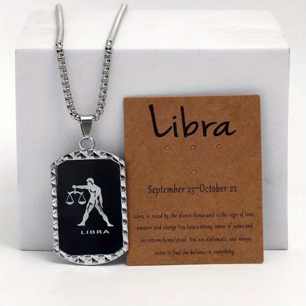 1pc Unique Zodiac Pendant Necklace - Laser-Engraved Double-Sided Stainless Steel Chain Necklace with 12 Zodiac Signs, Trendy Hip Hop Design, Perfect for Holiday Party, Father's Day Gift, Men's Accessories, and Birthday Present - Image 16