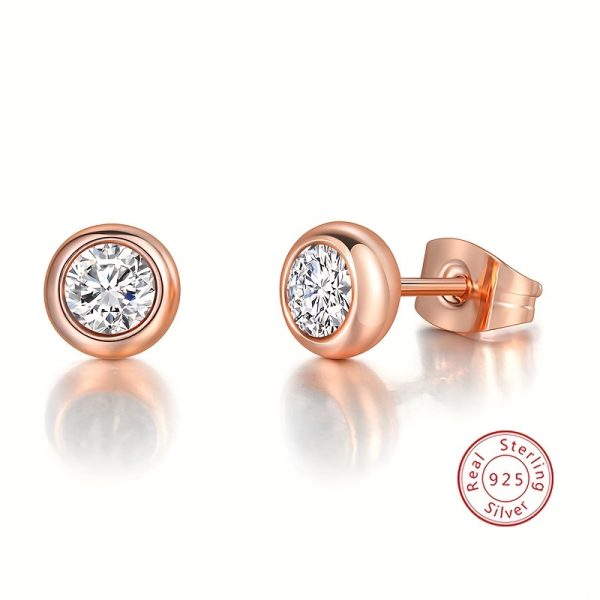Luxurious Moissanite Inlaid 925 Sterling Silver Round Stud Earrings - Hypoallergenic, Delicate, Elegant, and Durable - Perfect for Sensitive Skin, Everyday Wear, and Special Occasions - Image 2