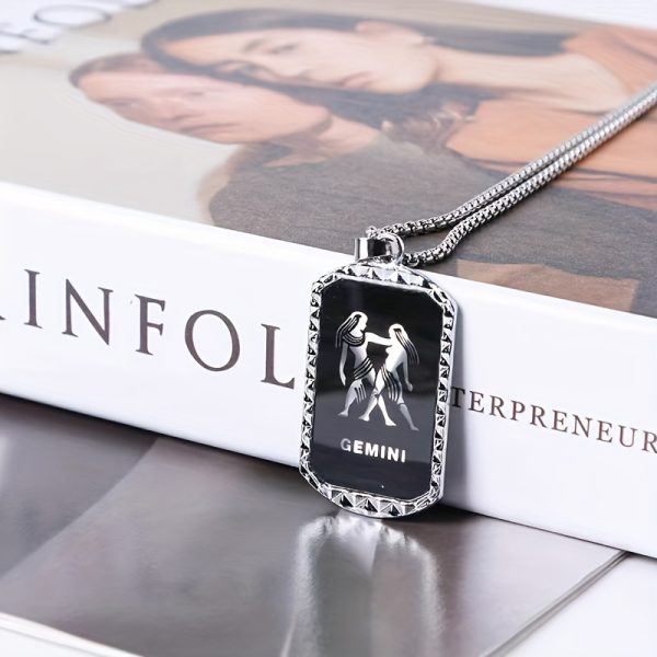 1pc Unique Zodiac Pendant Necklace - Laser-Engraved Double-Sided Stainless Steel Chain Necklace with 12 Zodiac Signs, Trendy Hip Hop Design, Perfect for Holiday Party, Father's Day Gift, Men's Accessories, and Birthday Present - Image 11