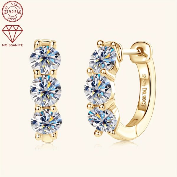 Elegant Classic Moissanite Stud Earrings, 14K Golden Plated, Synthetic April Birthstone, 925 Sterling Silver, 0.9ct Moissanite, 2.05g - Perfect for Daily Wear & Weddings, All Seasons Accessory - Image 9