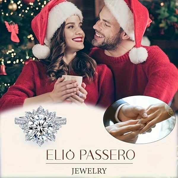 1.5u002F2u002F3CT 925 Sterling SilverMoissanite Engagement Rings for Women, Women's 925 Sterling Silver Big Flower Shaped Engagement Moissanite Ring, Brilliant D Color VVS1 Wedding Bands Moissanite Halo Rings 1.5u002F2u002F3CT. - Image 3