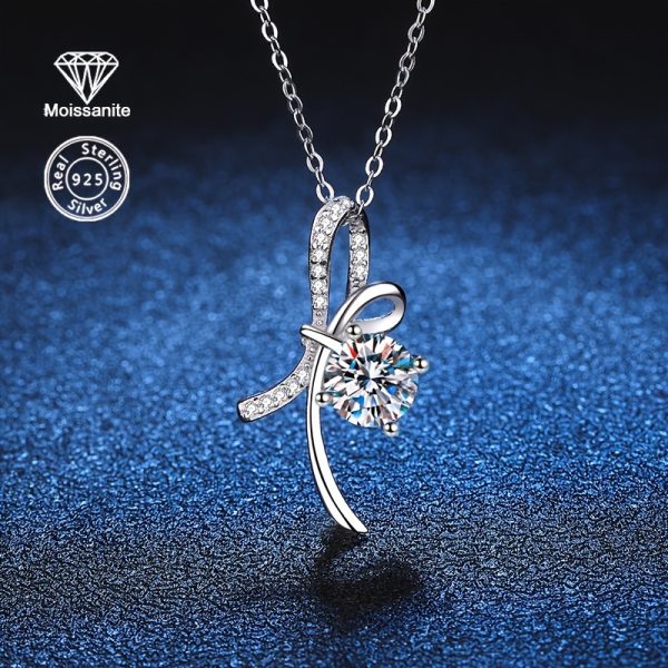 Elegant 925 Sterling Silver Moissanite Pendant Necklace, 1 Carat Luxury Solitaire with Platinum Plating, Versatile Accessory for Daily Wear and Party, Ideal Mother's Day Gift