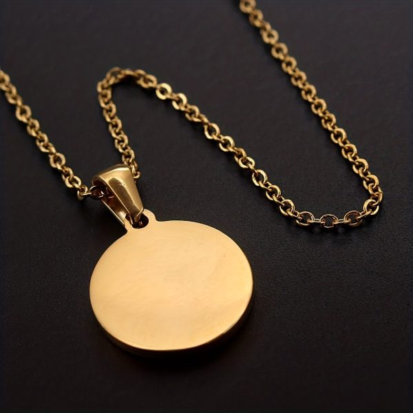 26-Letter Stainless Steel Round Abalone Pendant Necklace for Women - 18K Plated Jewelry with Personalized English Alphabet Letter Charm - Durable, Hypoallergenic, and Nickel-Free Accessories for Women's Everyday Wear - Image 14