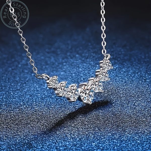 925 Sterling Silver Inlaid Moissanite Crescent Necklace, Elegant, Simple And Generous For Ladies, Is The Perfect Gift For Wives, Girlfriends, And Mothers, Suitable For Birthday Parties And Dates, And Comes With Exquisite Gift Boxes - Image 3