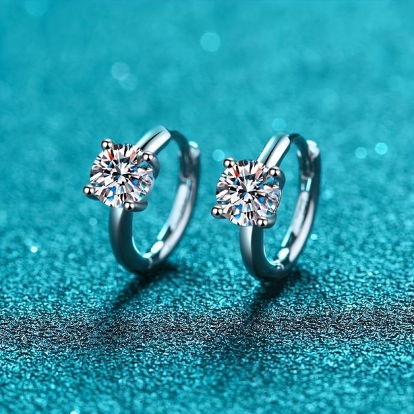1ct Moissanite Earrings For Women Men Sterling Silvery Classic Four Prong Simple Earrings Vintage Punk Style Birthday Graduation Prom Gift - Image 4