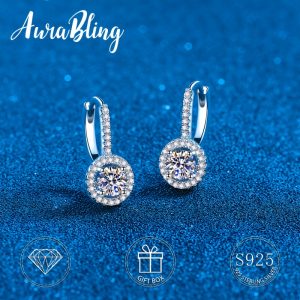 1pair S925 Egg-shaped Moissanite Earrings, Banquet Party Ear Jewelry, With Gift Box