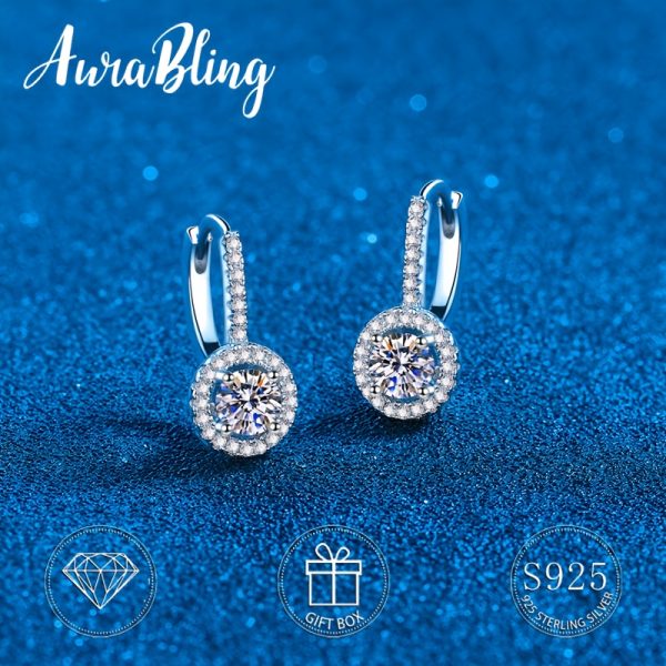 1pair S925 Egg-shaped Moissanite Earrings, Banquet Party Ear Jewelry, With Gift Box