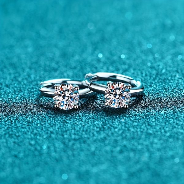 1ct Moissanite Earrings For Women Men Sterling Silvery Classic Four Prong Simple Earrings Vintage Punk Style Birthday Graduation Prom Gift - Image 5
