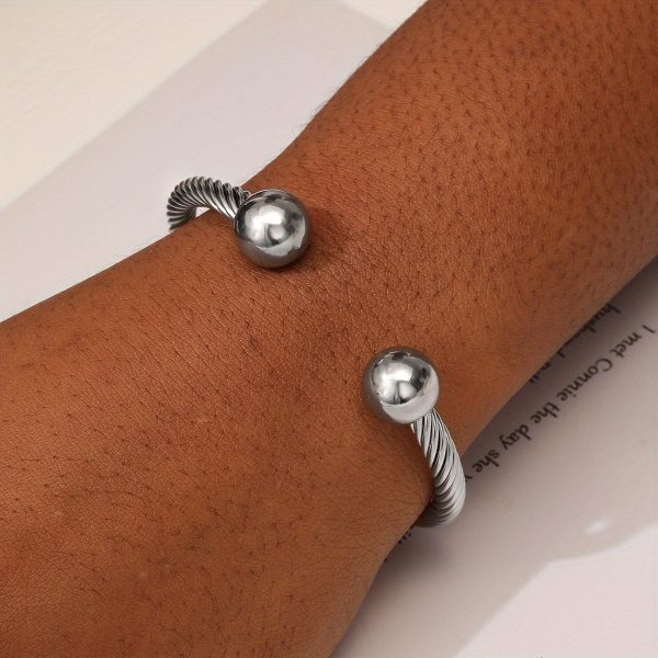 Stylish Twisted Cable Cuff Bangle Bracelet - Adjustable Elastic Stainless Steel Design, Comfortable Fit, Durable, Water Resistant, Hypoallergenic, Perfect Accessory for Women, Elegant Gift Idea - Image 7