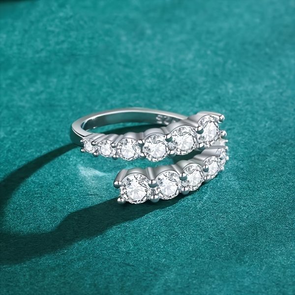 3.36 Carat 925 Sterling Silver Moissanite Open Ring, Equal Size, Elegant Classic Design, Everyday Wear, 5g, with Gift Box - Image 6