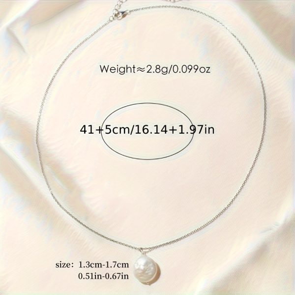 925 Sterling Silver Baroque Freshwater Pearl Pendant Necklace, Vintage & Minimalist Style Jewelry Ideal For Everyday Wear And Mother's Day Gifts For Women - Image 5