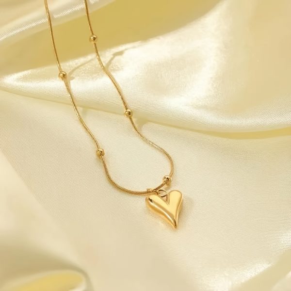 1pc Stainless Steel Couple Love Heart Steel Beads Clavicle Necklace, Suitable For Daily Decoration Gifts For Girlfriend Boyfriend - Image 4