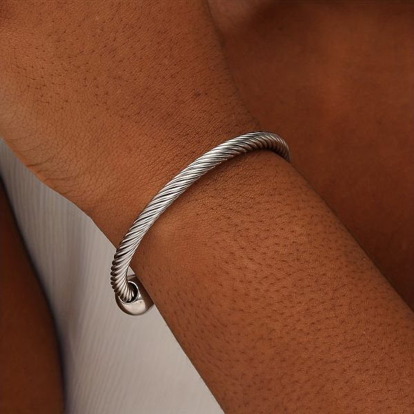 Stylish Twisted Cable Cuff Bangle Bracelet - Adjustable Elastic Stainless Steel Design, Comfortable Fit, Durable, Water Resistant, Hypoallergenic, Perfect Accessory for Women, Elegant Gift Idea - Image 12