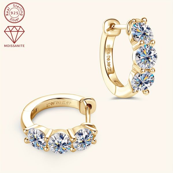 Elegant Classic Moissanite Stud Earrings, 14K Golden Plated, Synthetic April Birthstone, 925 Sterling Silver, 0.9ct Moissanite, 2.05g - Perfect for Daily Wear & Weddings, All Seasons Accessory - Image 8