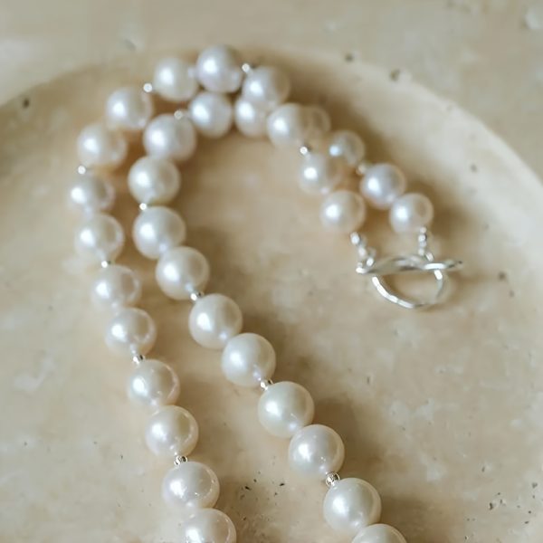Elegant Freshwater Pearl Necklace with 14K Gold-Plated Clasp - Classic Round & Irregular Design, Perfect for Casual Attire or Vacation, Ideal Valentine's Gift - Image 6