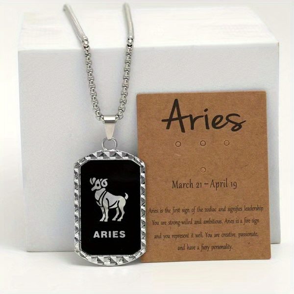 1pc Unique Zodiac Pendant Necklace - Laser-Engraved Double-Sided Stainless Steel Chain Necklace with 12 Zodiac Signs, Trendy Hip Hop Design, Perfect for Holiday Party, Father's Day Gift, Men's Accessories, and Birthday Present - Image 5