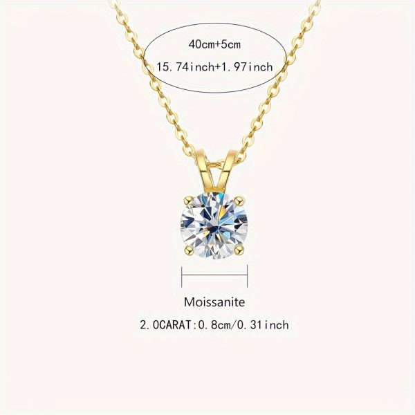 1-2CT Moissanite Pendant Necklace - Luxury 925 Sterling Silver Classic 4 Claw Setting, Ideal Wedding Engagement Gift for Women - Image 5