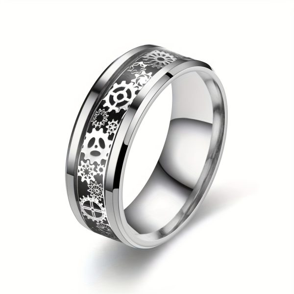 1pc Exquisite Punk Gear Stainless Steel Ring - Durable, Edgy Fashion Accessory for Men - Perfect Gift for Party, Banquet, Holiday, Birthday, Anniversary Celebrations - Image 4