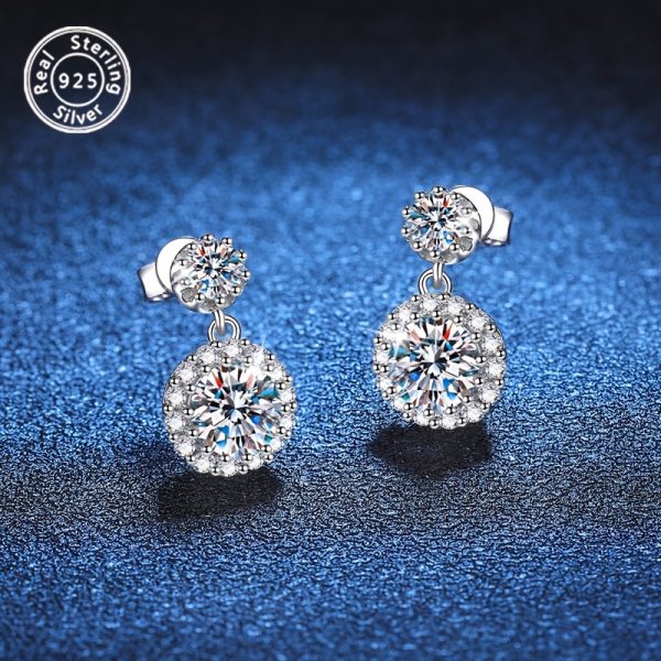 2 Carat Moissanite 925 Sterling Silver Stud Earrings for Women Elegant Party Wedding Prom Gift - Image 2