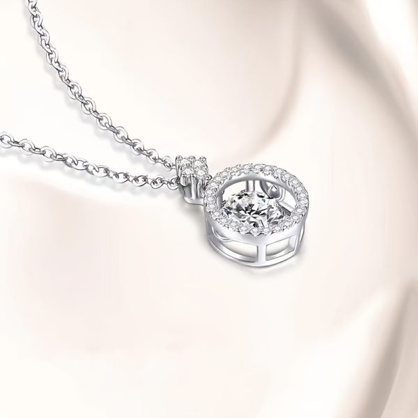 Adjustable 925 Silver Moissanite Pendant Necklace, Valentine's Day Mother's Day Anniversary Birthday Gift for Women & Girls - Image 2