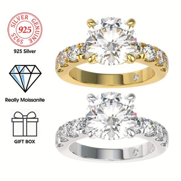 1pcs 3.5ct Moissanite Sterling Silver 925 Engagement Rings Wedding Band Rings - Image 4