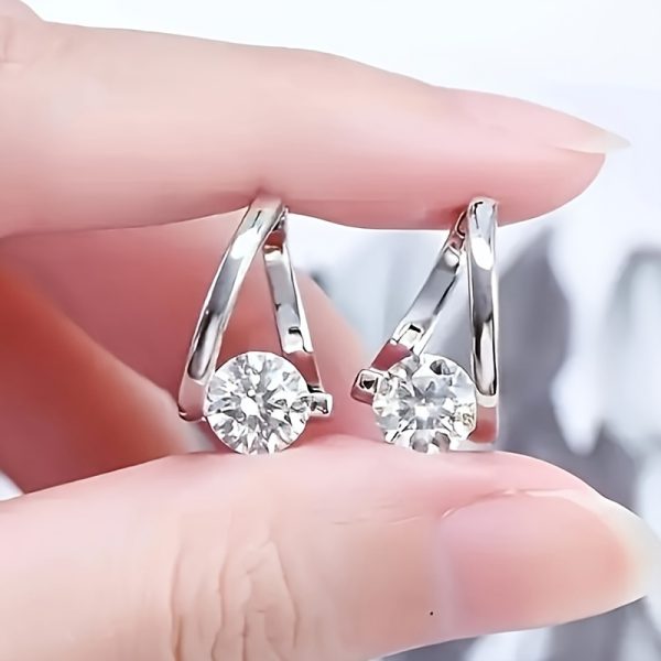 2ctu002Fpair Moissanite Earrings Elegant Simple Bridal Wedding Jewelry 925 Sterling Silver Hoop Earrings For Women Engagement Wedding Party Jewelry For Friends Family Lover Birthday Gift - Image 4