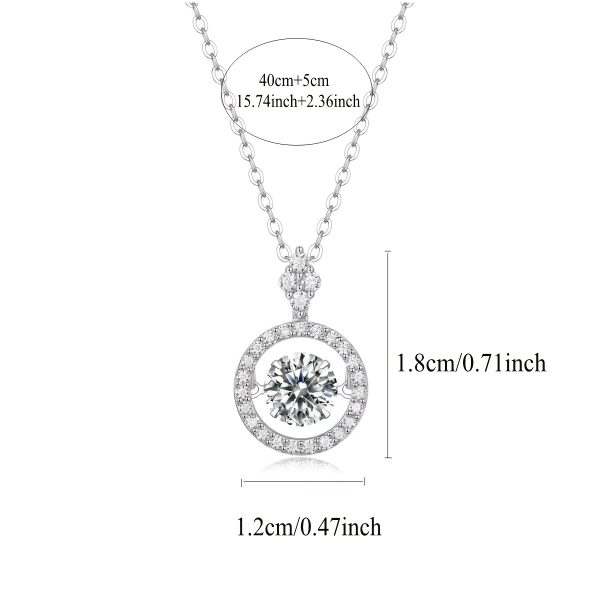 Adjustable 925 Silver Moissanite Pendant Necklace, Valentine's Day Mother's Day Anniversary Birthday Gift for Women & Girls - Image 5