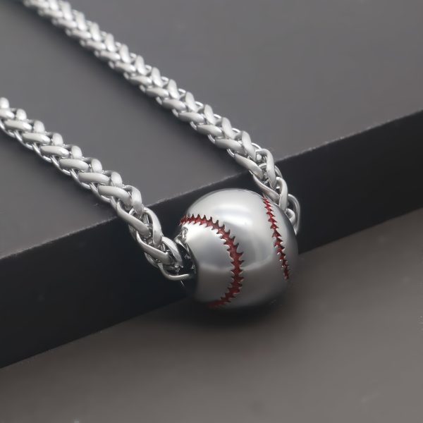 1pc Stainless Steel Baseball Pendant Necklace For Men Women - Image 6