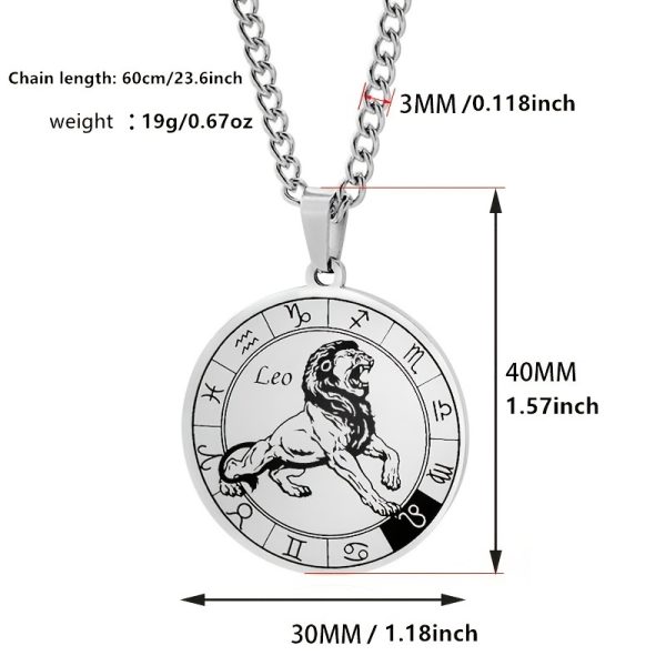 Stainless Steel Star Zodiac Necklace 12 Constellation Coin Pendant Necklace For Men Jewelry Gift For Birthday Anniversary - Image 2