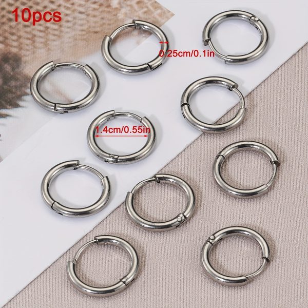 10pcs Golden Round Circle Pendant Buckle Stainless Steel Small Hoop Earrings - Durable, Hypoallergenic, and Versatile DIY Jewelry Making Supplies for Crafting Unique Earrings - Perfect for Jewelry Makers, Crafters, and Fashion Enthusiasts - Image 19