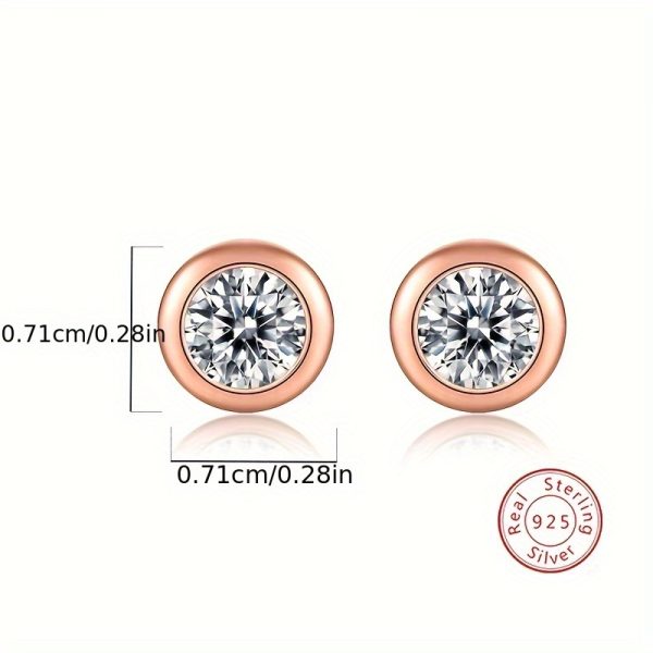 Luxurious Moissanite Inlaid 925 Sterling Silver Round Stud Earrings - Hypoallergenic, Delicate, Elegant, and Durable - Perfect for Sensitive Skin, Everyday Wear, and Special Occasions - Image 7