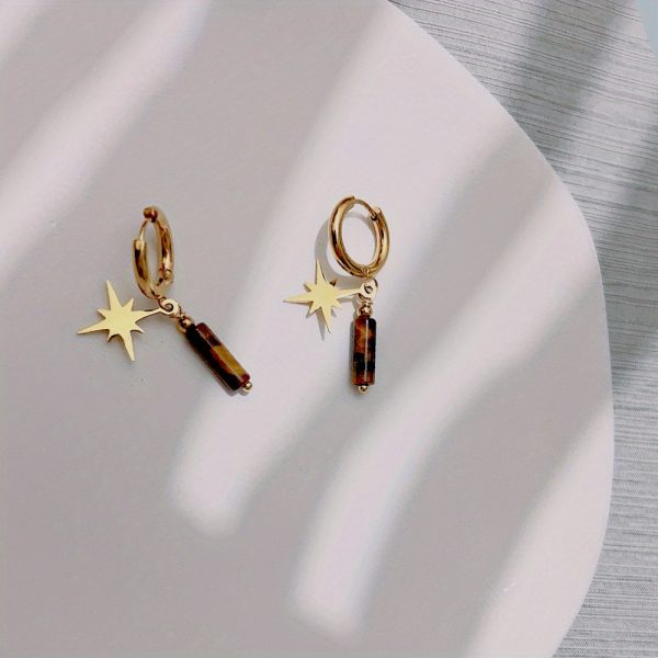 Unique Natural Stone Pendant - Drop & Dangle Earrings with Boho Elegant Design, Stainless Steel Jewelry, Trendy Gift for Women, Handcrafted Irregular Shape, Hypoallergenic, Nickel-Free, and Durable - Image 13