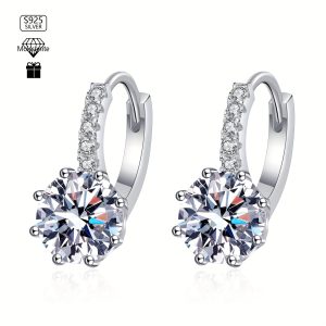 4 carat D color VVS1 moissanite diamond earrings flower design, fashion luxury style hoop earrings for engagement, wedding, bridal wear, valentine's day holiday party jewelry gifts