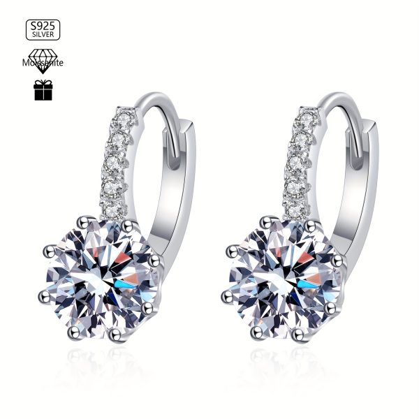 4 carat D color VVS1 moissanite diamond earrings flower design, fashion luxury style hoop earrings for engagement, wedding, bridal wear, valentine's day holiday party jewelry gifts