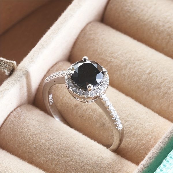 1ct Moissanite Solitaire Ring - Exquisite 925 Sterling Silver Classic Design, Perfect for Engagement, Wedding, Noble Christmas, Birthday Gift for Her, Ideal Symbol of Eternal Love - Image 2