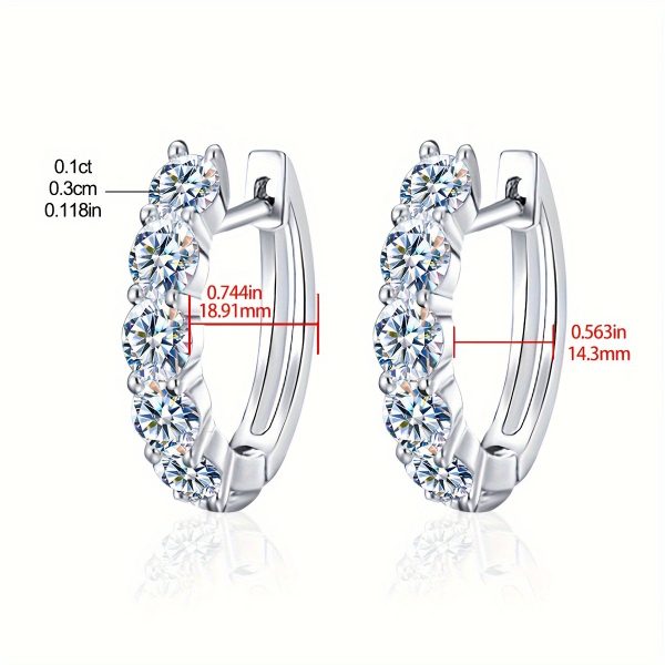 1 Pair Luxurious 925 Sterling Silver Dangle Earrings - Exquisite 0.5CT Moissanite Accents, 0.11oz Hoop Design, Hypoallergenic, Nickel-Free, Perfect for Valentine's Day, Anniversaries, and Bridal Occasions - Image 5